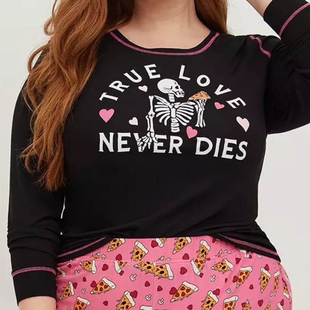 Torrid Tee 0X 1X 3X - Sleep Skeletons Pizza Black Super Soft Top Shirt Plus New